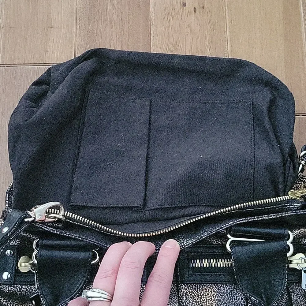 See by Chloe Daytripper Satchel Bag Pewter Gold Leather Zip‎ Pockets Purse